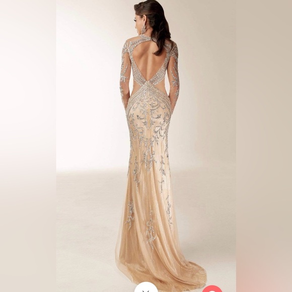 Jasz Couture - 6204 Illusion Embellished Sheath Gown - Picture 2 of 7